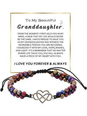 Infinity Heart Bracelet for Women - Adjustable Natural Stone Beaded Jewelry